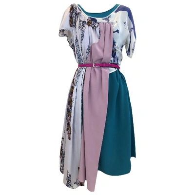 Pre-owned Michael Van Der Ham Silk Mid-length Dress In Multicolour