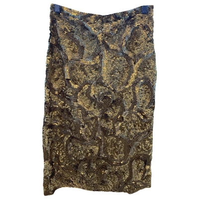 Pre-owned Burberry Glitter Mid-length Skirt In Gold