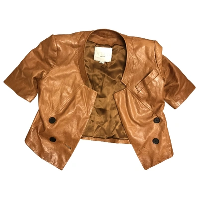 Pre-owned Adam Lippes Leather Jacket In Brown