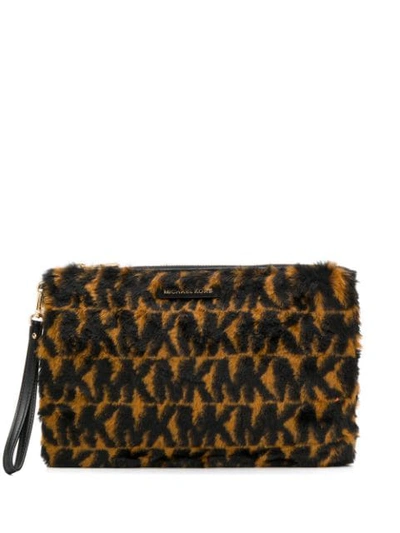 Michael Michael Kors Jet Set Textured Clutch Bag In Black