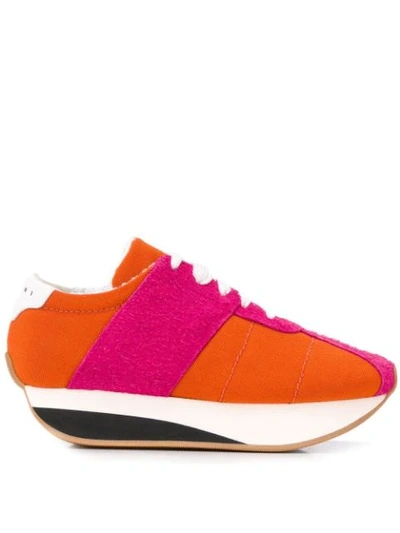 Marni Orange Leather Sneakers