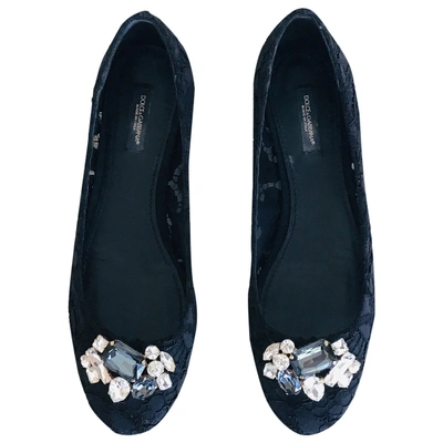 Pre-owned Dolce & Gabbana Taormina Cloth Ballet Flats In Black