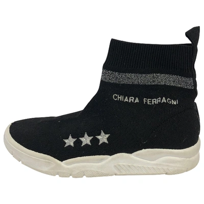 Pre-owned Chiara Ferragni Cloth Trainers In Black