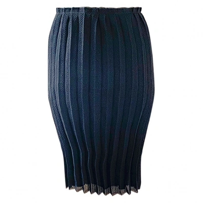 Pre-owned Lanvin Silk Mid-length Skirt In Black