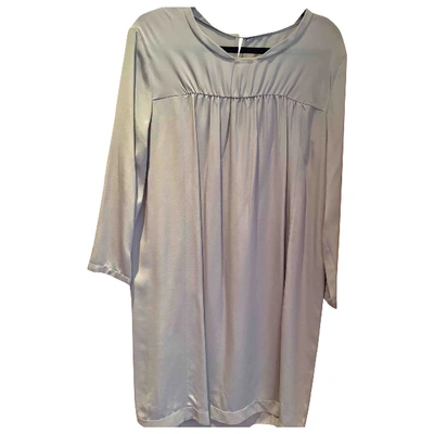 Pre-owned Miu Miu Silk Mid-length Dress In Grey