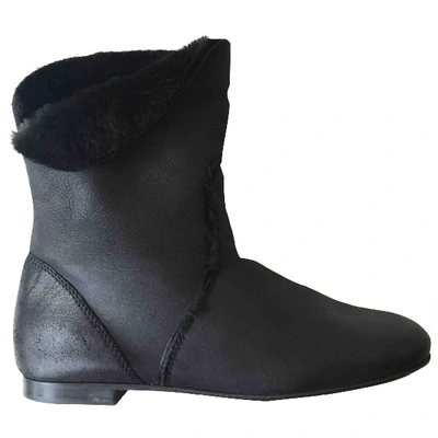 Pre-owned Pretty Ballerinas Black Shearling Ankle Boots