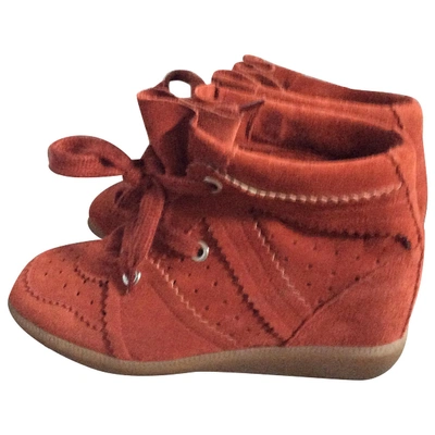 Pre-owned Isabel Marant Betty Orange Suede Trainers