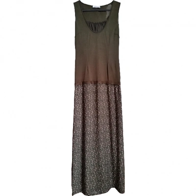 Pre-owned Costume National Maxi Dress In Khaki