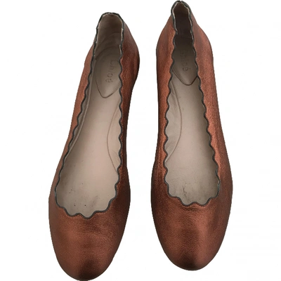 Pre-owned Chloé Leather Ballet Flats In Brown