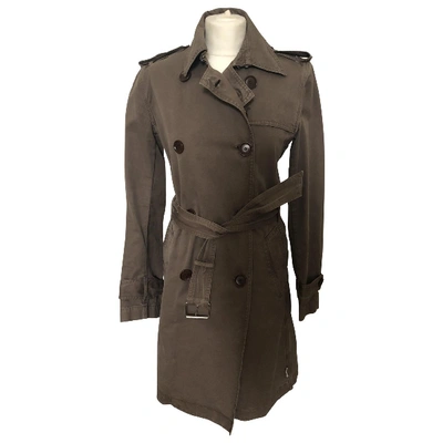 Pre-owned Moncler Trench Coat In Brown