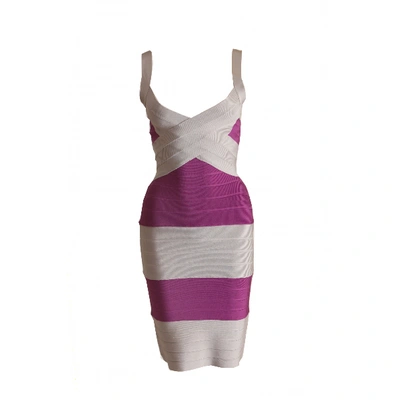 Pre-owned Herve Leger Mid-length Dress In Purple