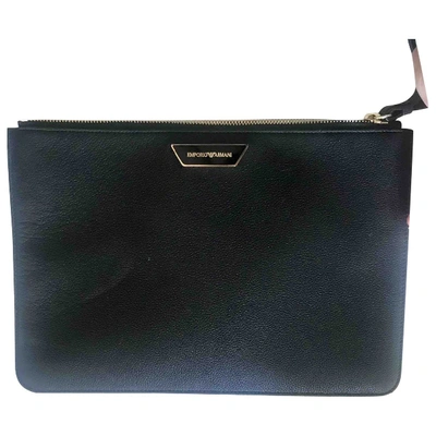 Pre-owned Emporio Armani Black Leather Clutch Bag