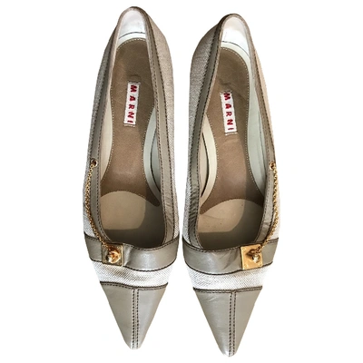 Pre-owned Marni Cloth Ballet Flats In Beige