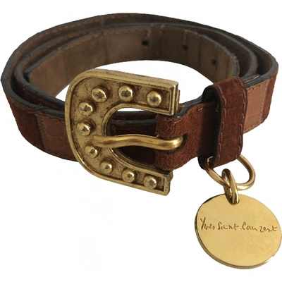 Pre-owned Saint Laurent Camel Leather Belt