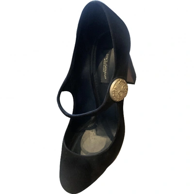 Pre-owned Dolce & Gabbana Black Velvet Heels