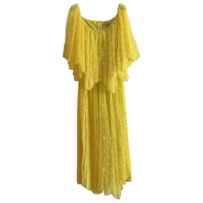 Pre-owned Maria Lucia Hohan Lace Mid-length Dress In Yellow