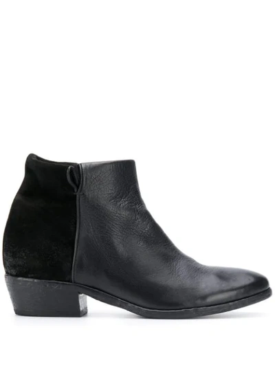Strategia Contrast Texture Block Heel Boots In Black