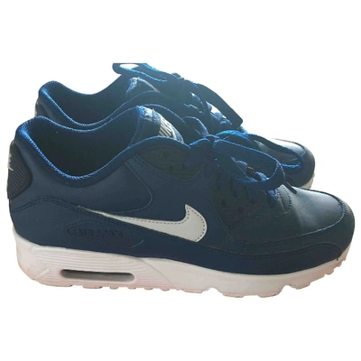 Pre-owned Nike Air Max 90 Navy Leather Trainers