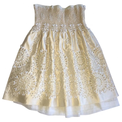 Pre-owned Prada Silk Mini Skirt In Beige