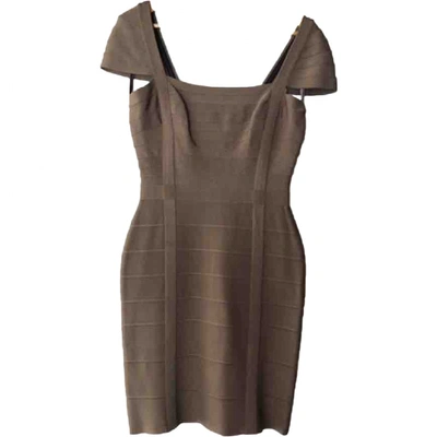 Pre-owned Herve Leger Mid-length Dress In Brown