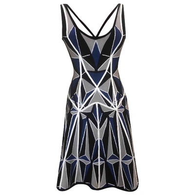 Pre-owned Herve Leger Mid-length Dress In Blue
