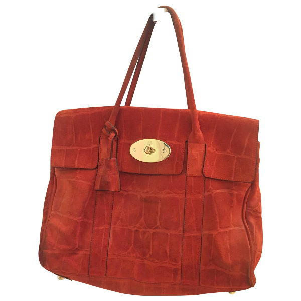 Preowned Mulberry Bayswater Orange Suede Handbag ModeSens
