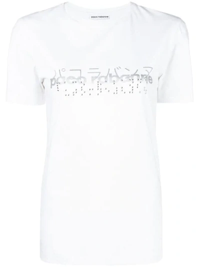 Paco Rabanne Embellished Logo T In White