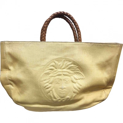 Pre-owned Versace Cloth Tote In Yellow