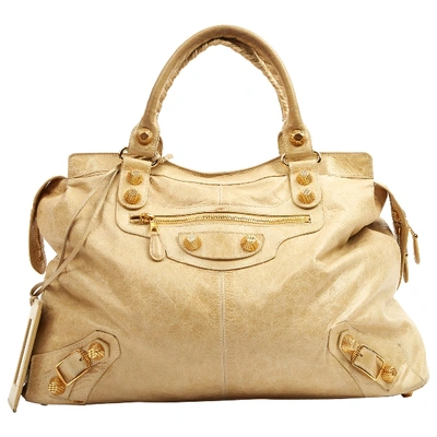 Pre-owned Balenciaga Weekender Beige Leather Handbag