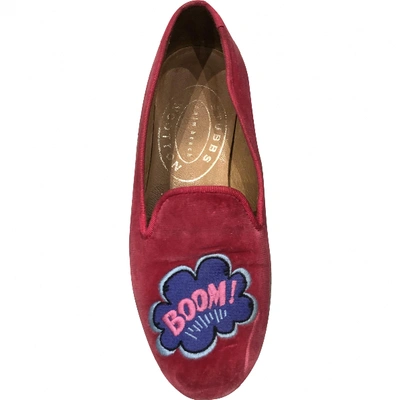 Pre-owned Stubbs & Wootton Velvet Flats In Pink