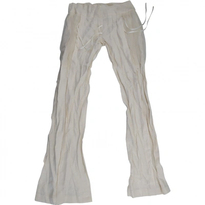Pre-owned Blumarine Linen Trousers In Ecru