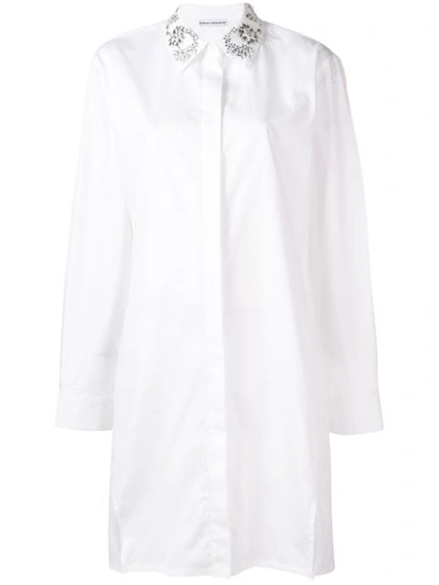 Rabanne Crystal Embellished Shirt Dress In White