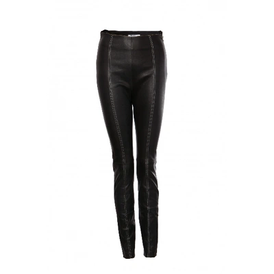 Pre-owned Alexander Wang T Leather Trousers In Black