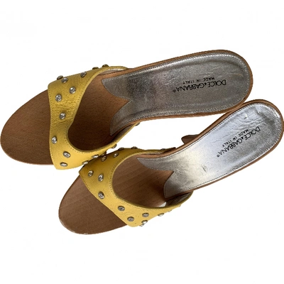 Pre-owned Dolce & Gabbana Yellow Leather Mules & Clogs