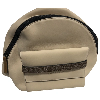 Pre-owned Brunello Cucinelli Leather Backpack In Beige