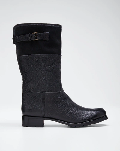 Gravati Waterproof Suede & Leather Shearling-lined Boots In Black