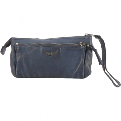 Pre-owned Zadig & Voltaire Leather Clutch Bag In Blue