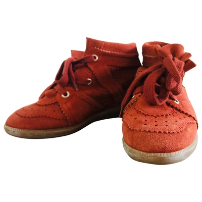 Pre-owned Isabel Marant Betty Orange Suede Trainers