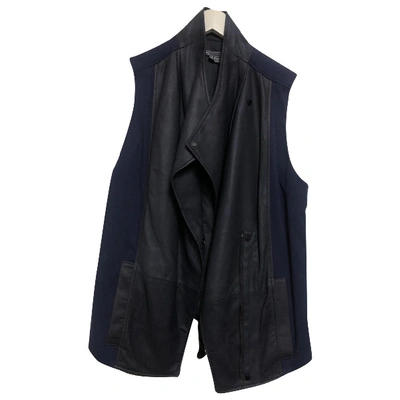 Pre-owned Vince Leather Vest In Blue