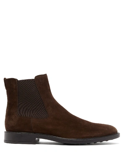 Tod's Slip-on Suede Chelsea Boots In Brown