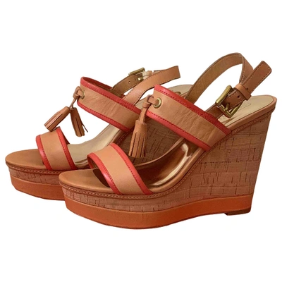 Pre-owned Coach Leather Sandal In Camel