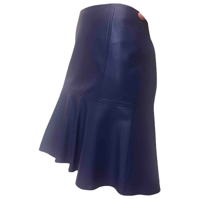Pre-owned Hugo Boss Leather Mid-length Skirt In Blue