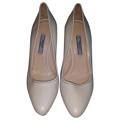 Pre-owned Prada Leather Heels In Neutrals