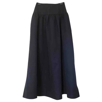 Pre-owned Sonia Rykiel Linen Maxi Skirt In Navy