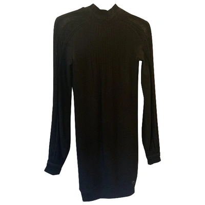 Pre-owned Roberto Cavalli Wool Mini Dress In Black