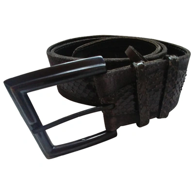 Pre-owned Saint Laurent Khaki Leather Belt