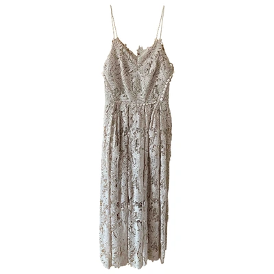 Pre-owned Maria Lucia Hohan Lace Maxi Dress In Beige