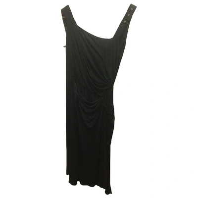 Pre-owned Alberta Ferretti Silk Mid-length Dress In Black