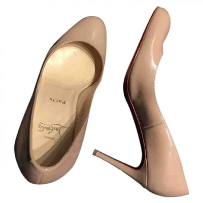 Pre-owned Christian Louboutin Simple Pump Patent Leather Heels In Beige
