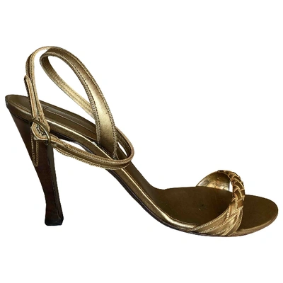 Pre-owned Bottega Veneta Leather Sandals In Gold